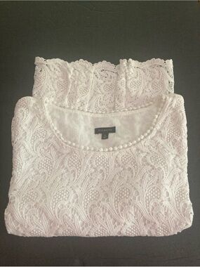 Talbots Elegant White Lace Top